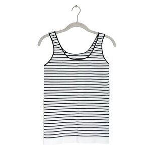 Shimera Women's Stripe Stretch Tank Top in White/Black - Sz M